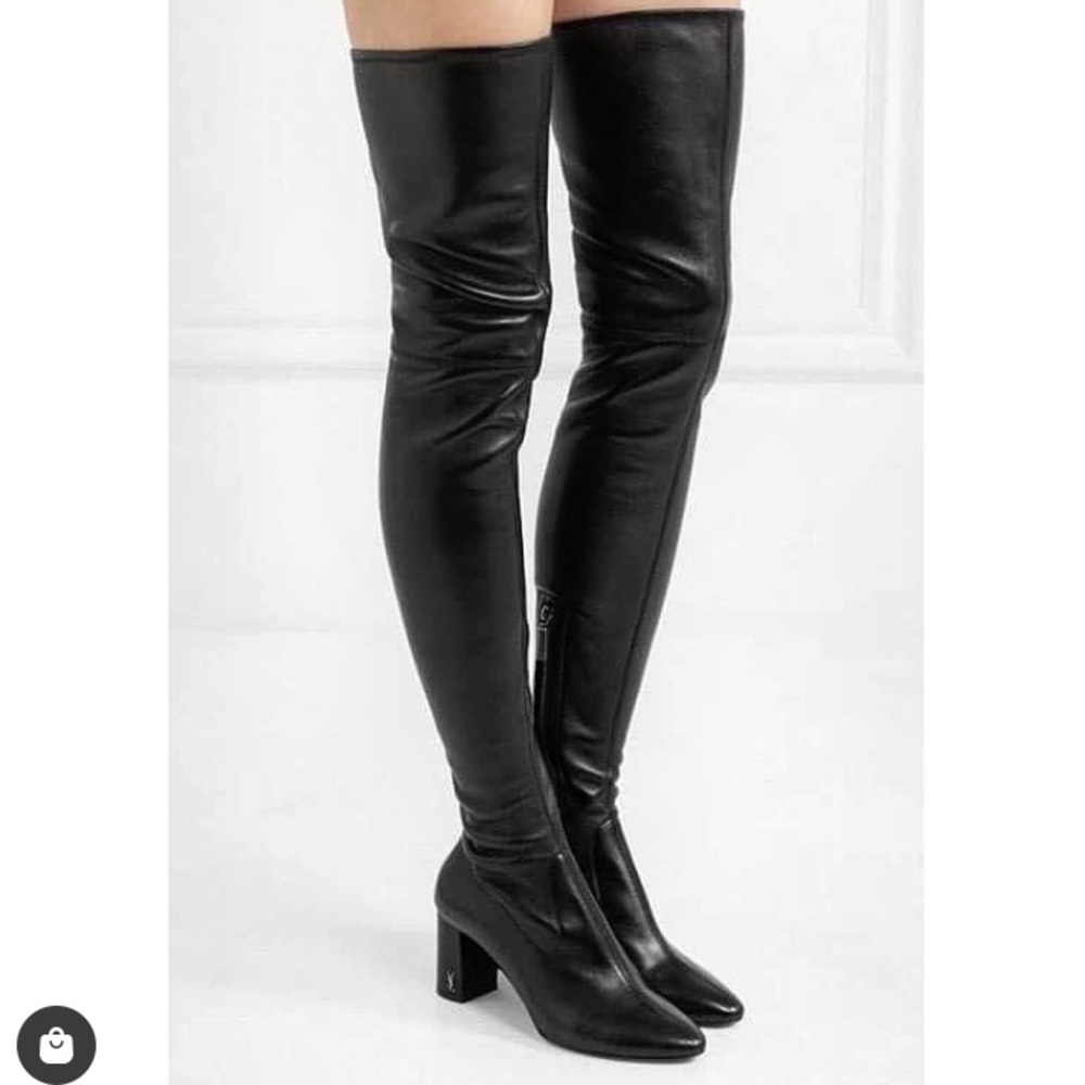 Authentic Saint Laurent Black Thigh High Leather